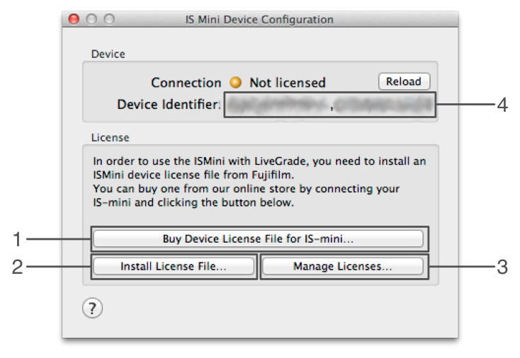 图2：LiveGrade的设备管理器中的IS-mini设备许可