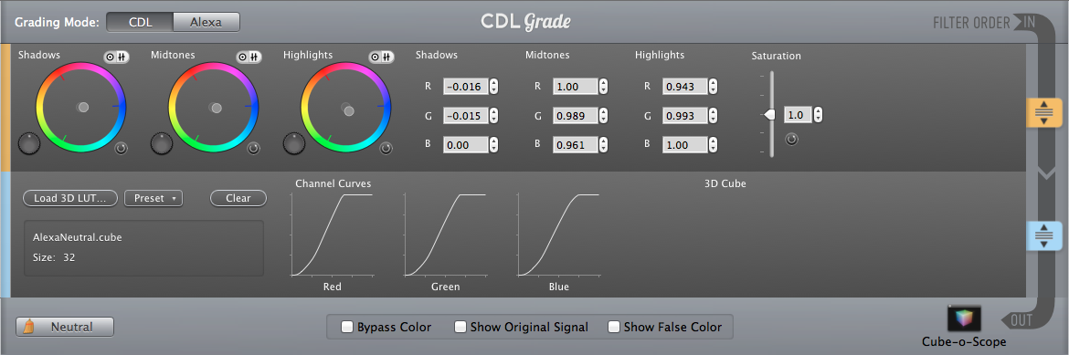 图2：先应用CDL调色，然后是3D LUT文件（顺序是从上到下）