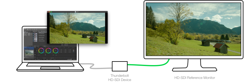 图1：是Livegrade设置HD-SDI输出的图解